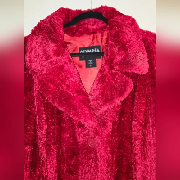 Olympia Red Faux Fur Jacket - Picture 2 of 6